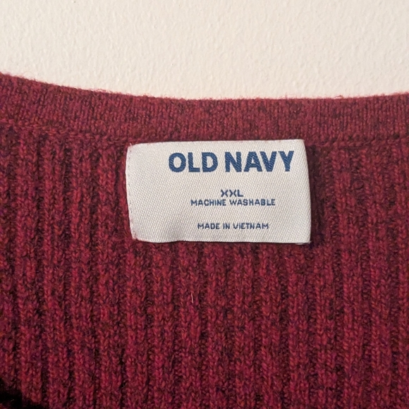 Old Navy Women's Fitted Cropped Square-Neck Rib-Knit Burgundy Heather Sweater - Picture 4 of 6